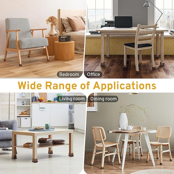 24PCS Square Chair Leg Floor Protectors, Furniture Sliders, Chair Leg Protectors for Hardwood Floors, Non-Slip Felt Furniture Pads, Silicone Cap Covers to Protect Floors, (Fit 0.75" - 1.1")