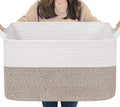 Goodpick Large Blanket Basket 22" x 17" x 12" Woven Storage Baskets for Organizing, Rectangle Baby Toy Storage Basket with Handles, Dirty Clothes Basket for Bedroom