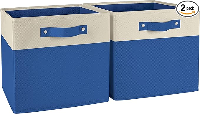 RiverRidge Kids storage bins - 10.5 Cube Storage Organizer with Handles – Blue Two-Tone closet organizers and storage for Toys, Shoes & More - Fits RiverRidge Cabinets