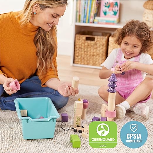 ECR4Kids Scoop Front Storage Bins, Multipurpose Organization, Contemporary, 10-Piece