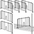 6 Pcs 18" W x 9" H Wire Shelf Divider Chrome Plated Steel Wire Rack Divider for Shelving Metal Accessories for Bathroom Kitchen Office Pantry Room Storage Organization, Black