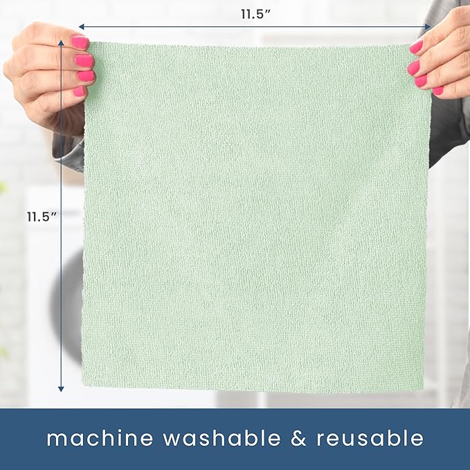 S&T INC. 100 Pack Microfiber Cleaning Cloth, Edgeless Bulk Towels for Home, Reusable Microfiber Towels for Cars, Cleaning Rags, Assorted, 11.5 Inches x 11.5 Inches, 100 Count
