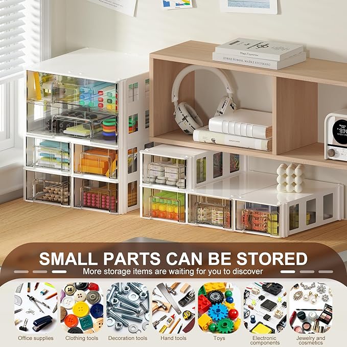 makeup organizer and storage with 10 drawers,Desk Organizer and Accessories with 9 Interchangeable, DIY Configurable Sets,drawer organizer for jewelry,office,craft,medicine,nail polish