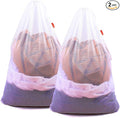 2 Pack Mesh Laundry Bags, 24 x 36 Inches Heavy Duty Drawstring Bag, Factories, College, Dorm, Travel and Apartment Dwellers, White