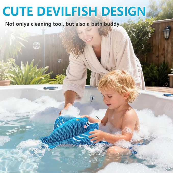 Hot Tub Scum Absorber Devilfish, 2PCS Reusable Hot Tub Oil Absorbing Floating Sponges for Spa/Pool, Hot Tub Scum Sponge Accessories to Soak Up Oils & Keep Water Clean