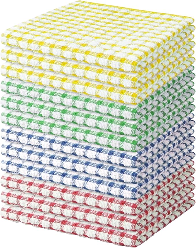 Nialnant 12 Pack Dish Rags for Washing Dishes,100% Cotton Soft Absorbent Quick Drying Dish Cloths for Kitchen,Cleaning Rags-11 x 11In