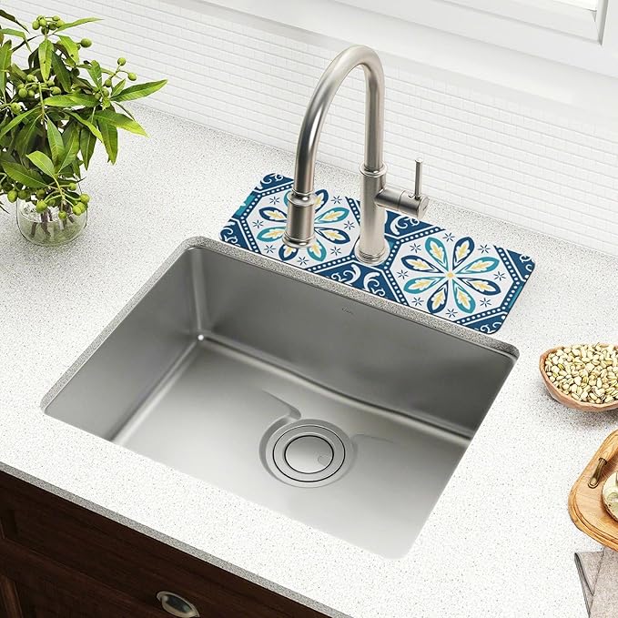 Kitchen Sink Splash Guard 1 PC 14.7 Inch Sink Faucet Mat Splash Guard for Bathroom Countertop Water Absorbent Foldable Cuttable Soft Washable Totem