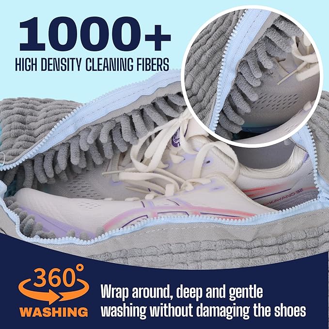 Shoe Washing Machine Bag, Laundry Shoe Bag for Washing Machine, Reusable Washing Bags for Washer and Dryer, 2 Pack Grey Shoe Washing Bag for Sneakers, Trainers & Tennis Shoes