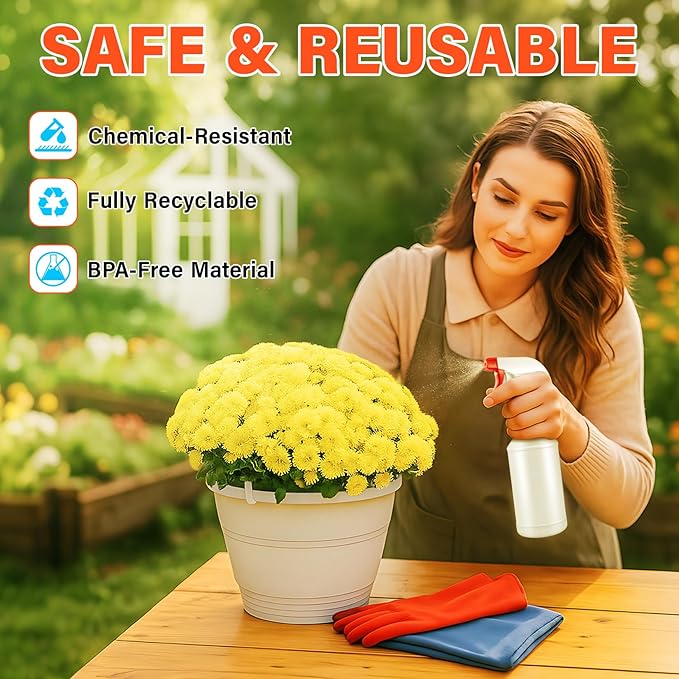 DIYSELF 16oz Spray Bottles 12 Pack, Reusable Spray Bottles for Cleaning and Plants, Squirt Bottles, Spray Bottle for Cats, Chemical Resistant Heavy Duty Spray Bottle with Adjustable Nozzle