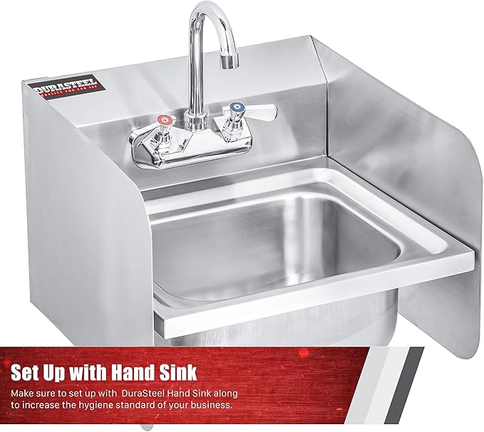 DuraSteel Stainless Steel Sink Splash Guard - 26" x 12" Wall Mount Commercial Kitchen Shield - Kitchen Safety & Hygiene Cooking Splatter Screen - Ideal for Hand Sinks, Prep Sink, Utility Sink