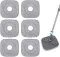 Square Microfiber Mop Pads Compatible with True & Tidy True Spin Mop - Mop Replacement Pads for Square Spin Mop and Bucket - Washable Pads fit for All 9 Inch Square Spin Mop (6 Pack)
