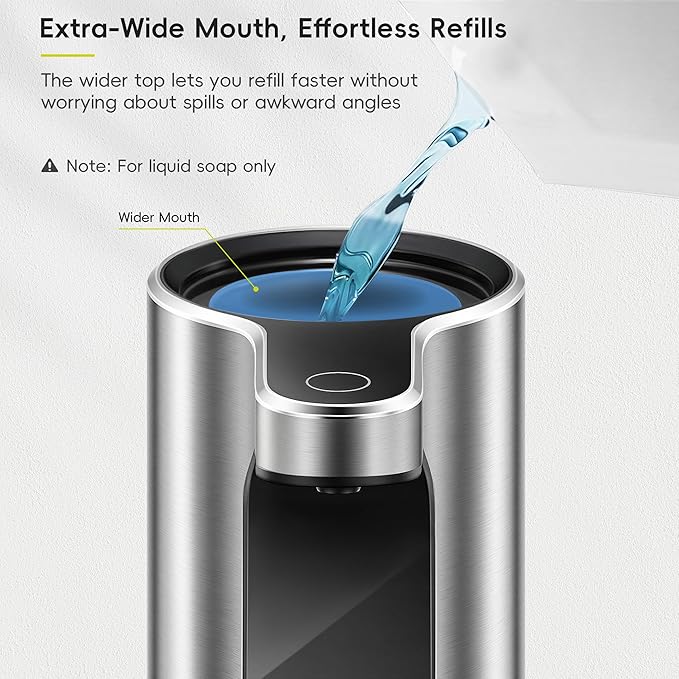 EKO Aroma Pro 13.5 fl oz Touchless Automatic Liquid Soap Dispenser, Rechargeable Hand & Dish Soap Dispenser for Bathroom and Kitchen, Waterproof, Adjustable Volume Control (Stainless Steel)