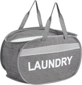 Collapsible Laundry Baskets, Foldable Clothes Hamper with Reinforced Handles, Sturdy Pop Up Hampers for Laundry, Tear Proof & Easy to Carry Laundry Hamper for Home, Apartment, Dorm, Travel Grey