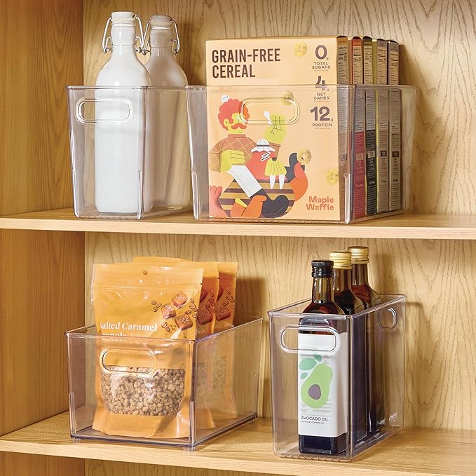 iDesign Tall Plastic Storage Bin with Handles for Fridge or Freezer - Set of 4 - Clear - Made in USA