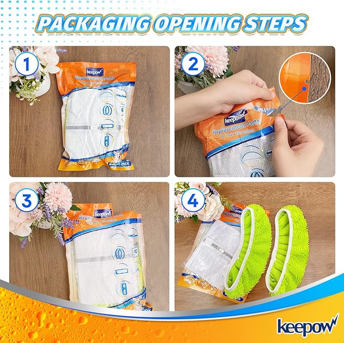 KEEPOW Reusable XL Wet Pads Refills for Swiffer XL Mop Sweeper, X-Large Dry-Sweeping / Wet-Mopping Microfiber Cloths for Surface/Hardwood Floor Cleaning, 2 Pack