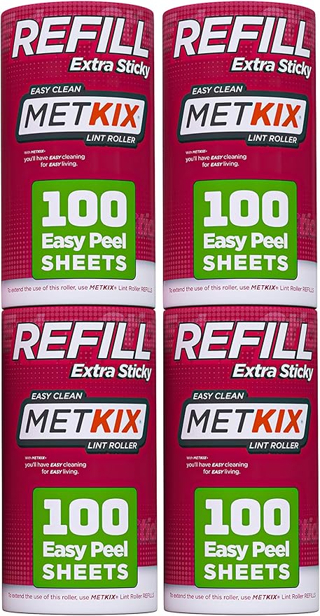 Metkix Refill for Metkix Lint Rollers 4 Pack (Total 400 Sheets)