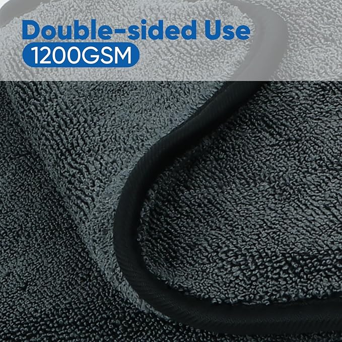 HOMEXCEL Professional Car Drying Towel (24"x 16") with Twisted-Loop Technology, 1200GSM for a Streak-Free Finish – Microfiber Towels for Cars, Trucks, SUVs, RVs and Motorcycles, 2 Pack