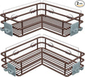 Nieifi Adhesive Corner Shower Caddy Shelf Basket Rack with Hooks, Rust Proof Stainless Steel Bathroom Shelf Shampoo Holder No Drilling (Brown)