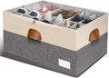 Shoe Organizer for Closet, Foldable Shoe Storage Bins with Clear Cover, Space Saving Shoes Holder with 4 Handles, Large Adjustable Shoe Box Storage Containers, Fits 12-24 Pairs, 1 Pack, Beige
