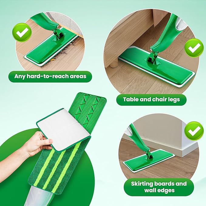 4 Pack Spray Mop Pads Refills Compatible with Libman Freedom Spray Mop, Reusable Microfiber Spray Mop Head Replacement, 16 in Spray Mops for Floor Cleaning (ONLY Pads)