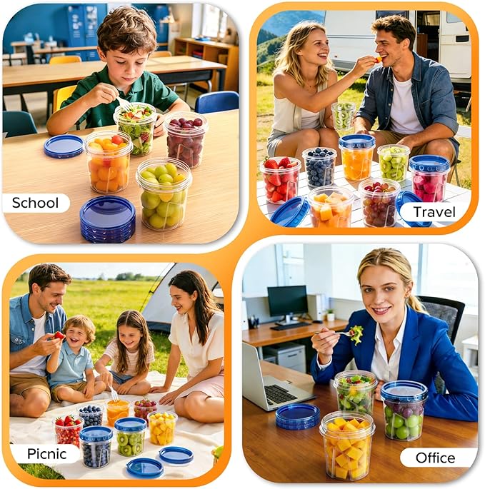 Freezer Storage Containers, [6 Pack-24 Oz] Airtight Plastic Food Storage Containers with Twist Top Lids, Soup, Meal Prep Containers | BPA Free | Stackable | Leakproof | Microwave/Dishwasher Safe