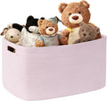 45L Small Baby Girls Laundry Basket for Nursery Storage,Cute Woven cotton Rope Baskets for Kids Toy，Gifts, Boho Square Wicker Blanket hamper for Living Room,Bedroom Dirty Clothes,Pink