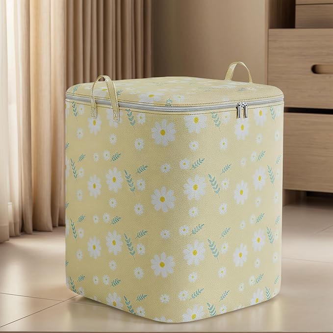 Comforter Storage Bag, Extra Large Clothes Storage Organizer for Blankets Bedding Sweaters, Foldable Soft Storage, Zipper Closure, Carry Handles, Closet Under Bed Moving Travel (180L)