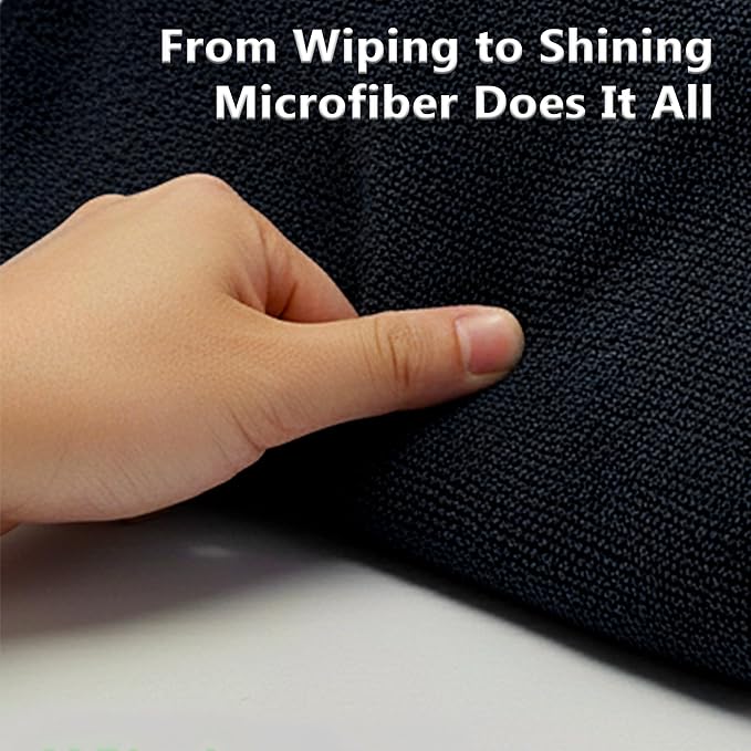 Blue Horizon Microfiber Cleaning Towels, Pack of 24, Ultra Soft Plush Washcloth, All Purpose Premium Microfiber Detailing Cleaning Cloths Shop Towels (16" x 16", Black)