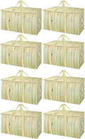BALEINE 8-Pack Oversized Moving Bags with Reinforced Handles, Heavy-Duty Storage Tote for Clothes, Moving Supplies (Color Strip, 8-Pack)
