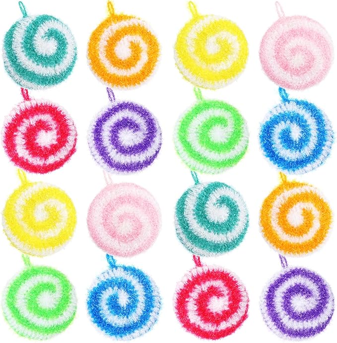 Kenning 12 Pcs Dish Scrubber Non Scratch Dish Washing Scrubbers Reusable Household Cleaning Kitchen Tools for Dishwashing Washing Dishes Cookware Tubs Sinks (Candy)