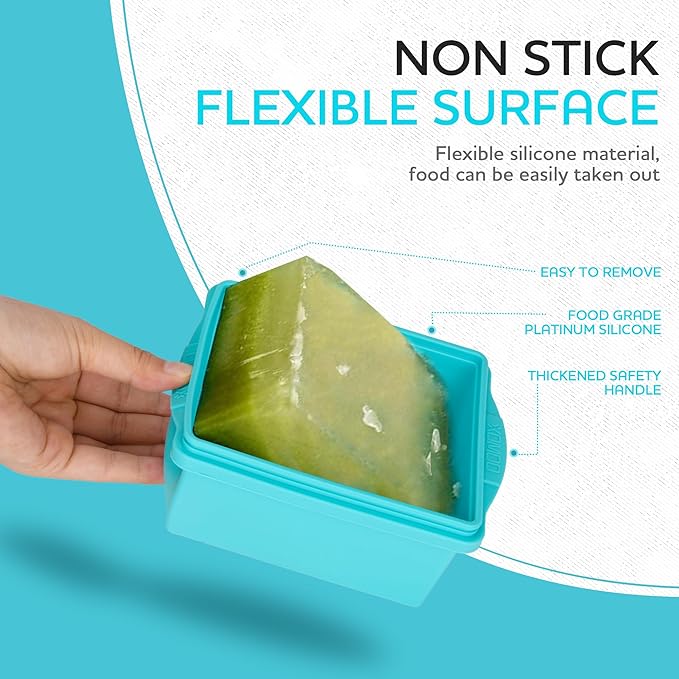 2 Cup Silicone Freezer Trays with Lids, Silicone Soup Freezer Molds - Leakproof, BPA-Free, Stackable, Microwave & Dishwasher Safe, Perfect for Soups, Sauces, Meal Prep, and Baked Goods - 4 Pack