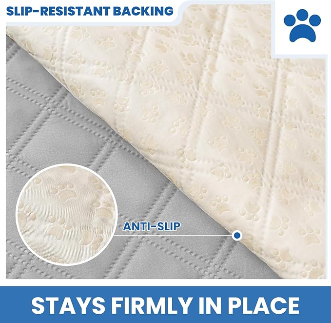 Waterproof Dog Bed Cover, Non-Slip Dog Blanket for Couch, Couch Covers for Dogs Washable, Pet Blanket for Furniture, Pet Bed Mat for Sofa, Car, Pet Supplies (82x102 Inch, Light Grey)
