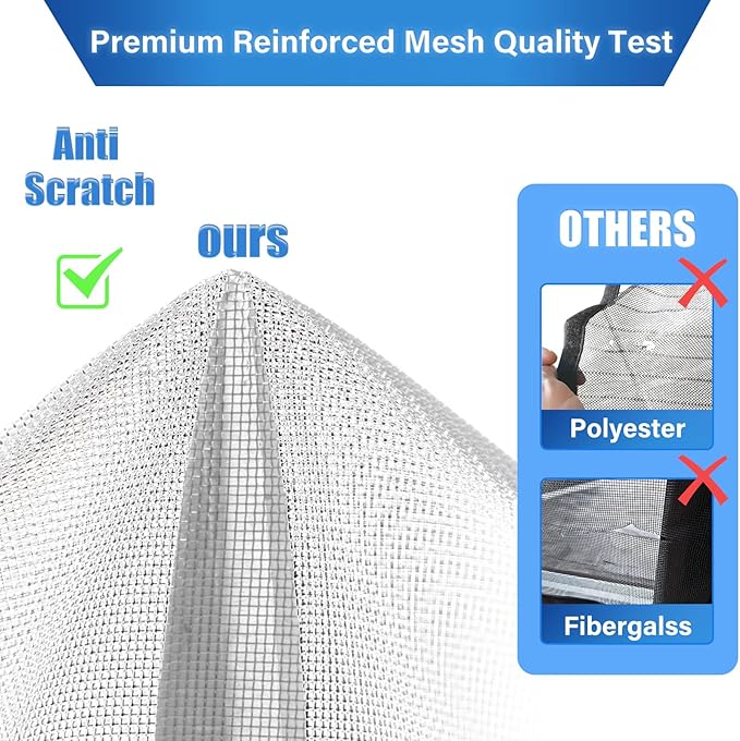 Magnetic Screen Door Upgraded PET Mesh Stronger Than Fiberglass and Polyester,Hands Free,Keeps Bugs Out,Pet & Kid Friendly,Suitable for Sliding Door,Large Patio Door and French Door-60''x96''