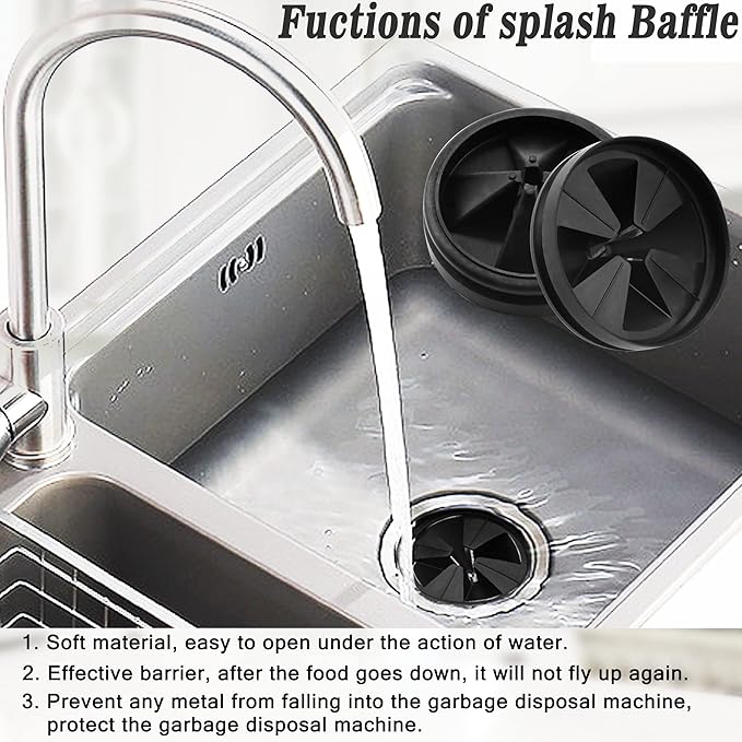 Garbage Disposal Splash Guard, 3 3/8" Upgraded for InSinkErator Evolution Series QCB-AM Sink Baffle Drain Insert, Kitchen Sink Splash Guard Sink Stopper Removable Garbage Disposer