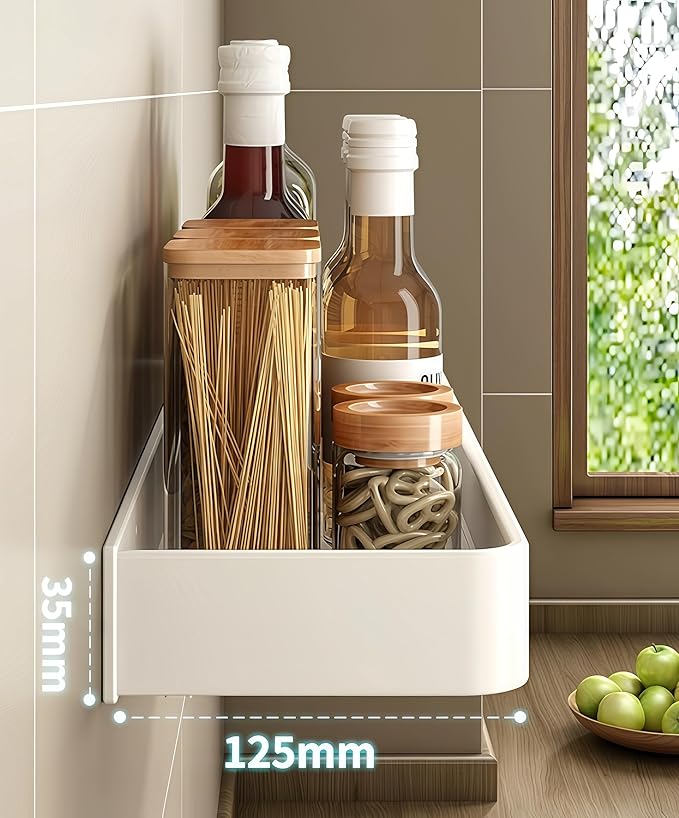 SEIDO Space-Saving Kitchen Utensil Holder | No-Drill Shelf Organizer | Wall Mount Spice Rack with Hooks & Bar for Bathroom | Space Aluminum | 24 Inch Long | White