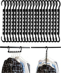 Mr. Pen- Space Saving Hangers for Clothes, 20 pcs, Black, Plastic Multi Clothes Hangers Space Saving, 6 Slots, 360° Rotating Hooks