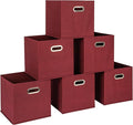 Household Essentials Foldable Fabric Storage Cubes 36-Pack – 11x11x11 Stackable Non-Woven Bins with Chipboard Sides & Grommet Handles – Closet, Shelf, Nursery, or Office Organizer – Burgundy