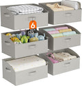 Lifewit Trapezoid Closet Storage Bins for Shelf, 6 Packs Non-woven Closet Organizer Baskets with Handles, Foldable Clothes Containers Boxes for Clothing, Book, Purse, 19L, Large, Light Gray