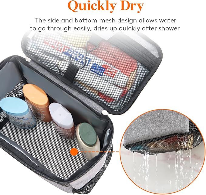 Lifewit Mesh Shower Caddy Bag Portable for College Dorm Room Essentials, Hanging Organizer Basket, Quick Dry Tote Bag for Camping, Bathroom, Beach, Travel, Medium, Grey