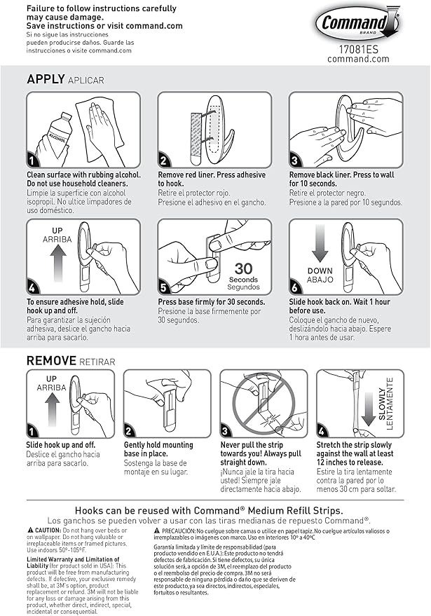 Command Medium Designer Hooks, 2 Hooks and 4 Strips, Damage-Free Hanging Wall Hook with Adhesive Strips, No Tools Great for Hanging, Organization and Storage, Holds up to 3 lb