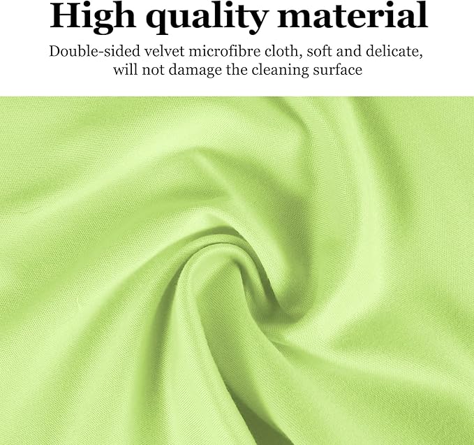 10PCS Suede Microfiber Cloths, 8"×8" Suede Cloth Cleaning Rags, Double-Sided Cleaning Cloths for Car LCD Display, Screens, Glasses, Lenses, Mirrors, Windows, Delicate Surfaces (Green)