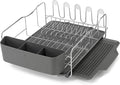 Polder KTH-615 Dish Rack, 4 PC Combo– Advantage System Includes Rack, Drain Tray, Removable Drying Tray & Cutlery Holder – Stainless Steel & Plastic