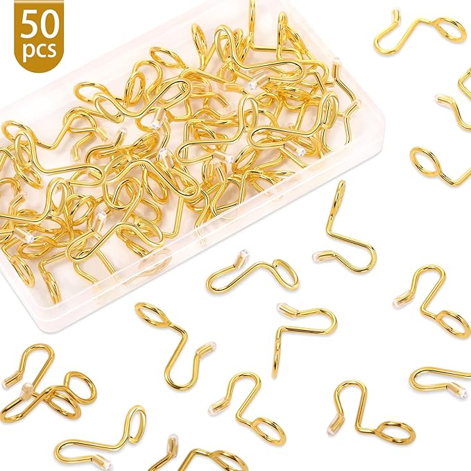 Sratte 50 Pieces Clothes Hanger Connector Hooks, Metal Clips Extender Hooks for Velvet Hangers Closet Space Saving(Gold,50 Pieces)