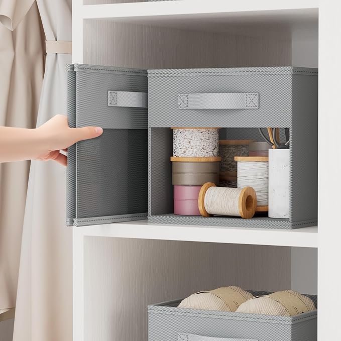DIMJ Storage Cubes, Cube Storage Bin, 8 Pack Foldable Storage Cubes with Window, Closet Storage Bins with Handle, 12.2x 12.2 inch Storage Box for Clothes, Toys, Books
