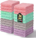 Homaxy 24 Pack Dish Towels for Kitchen (10 x 20 Inches, Multi Color), Super Soft and Absorbent Coral Velvet Dish Cloths for Washing Dishes, Nonstick Oil Fast Drying Microfiber Cleaning Cloth