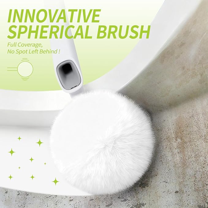 Toilet Brush and Holder Set, Toilet Bowl Cleaner Brush White, Scrubber Brush for Bathroom, Rv, Bathtub, Litter Box, Waste Bin