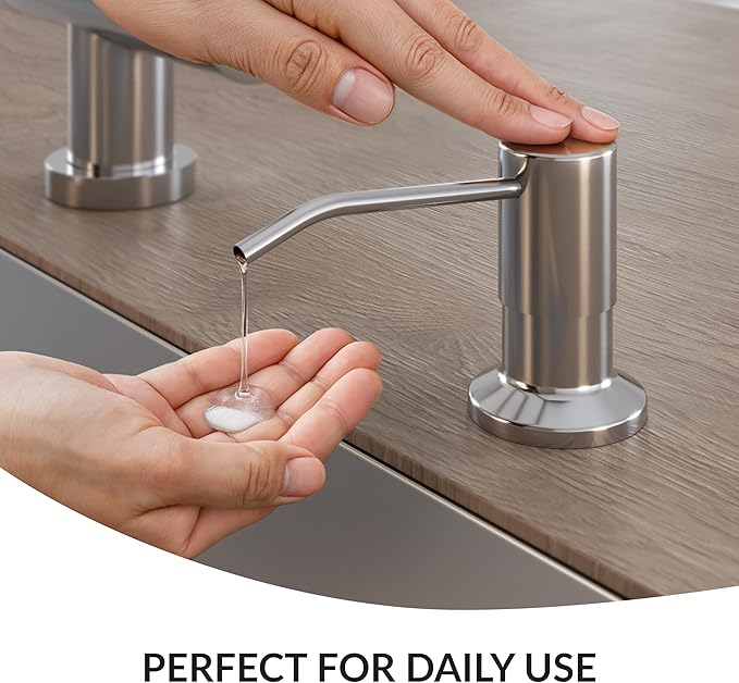 Soap Dispenser for Kitchen Sink,Chrome Stainless Steel Countertop Dish Sink Soap Dispenser Pump with 47 '' Extension Tube kit
