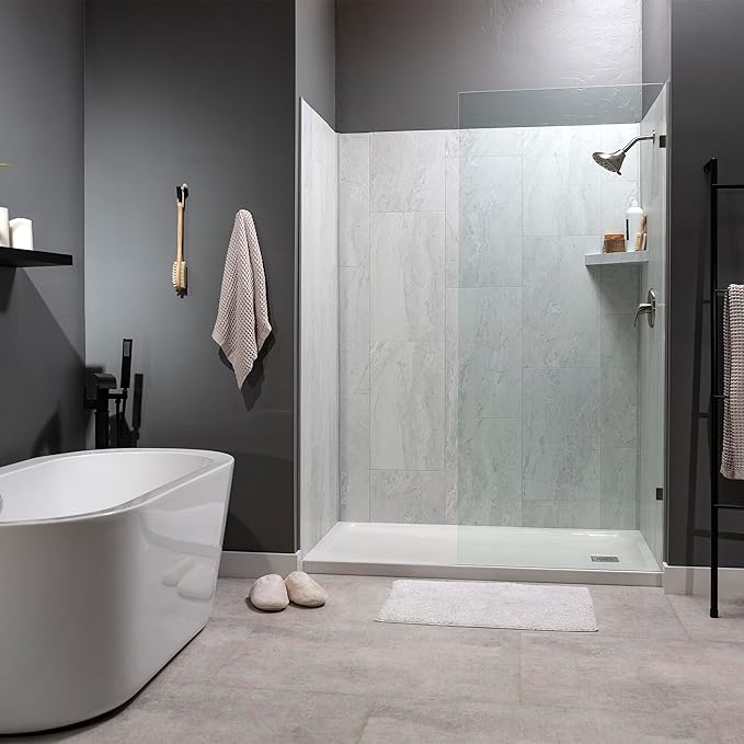 Palisade Vinyl Waterproof Corner Shower Shelf in Polar Frost