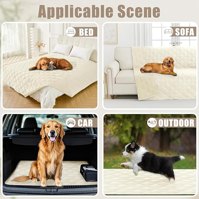 Smiry Waterproof Dog Bed Cover Blanket 30x70, Soft Reversible Pet Blanket, Washable Leakproof Cats Dogs Couch Cover for Sofa, Couch, Furniture, Lattice, Beige/Beige