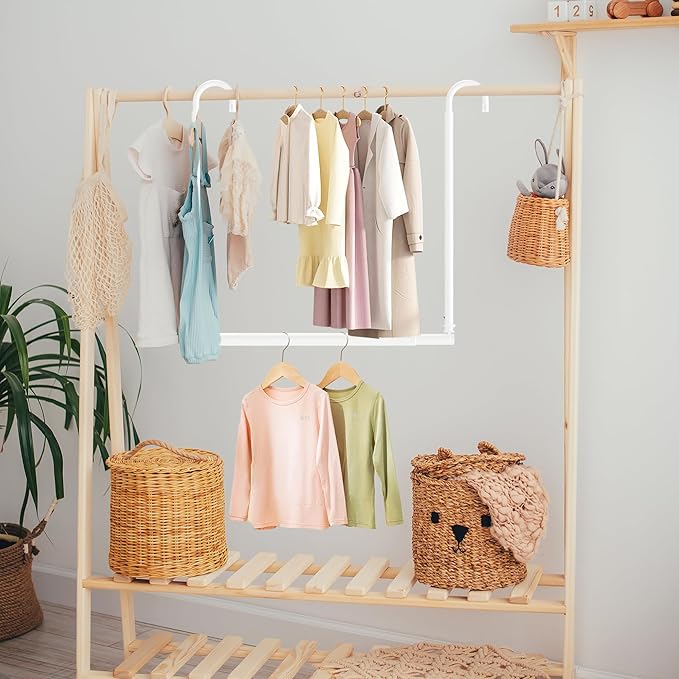 Hanging Closet Rod Adjustable Width Height Closet Rod For Hanging Clothes White 1 Pack Closet Extender Hanging Rod Clothes Space-Saving Hanging Bar Organizer